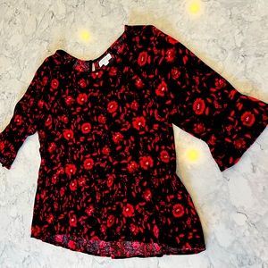 Red & black peplum top by Velvet size Large